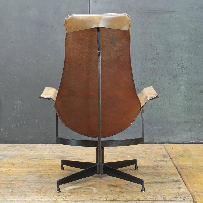 Leathercrafters NYC Swivel K Leather Sling Lounge Chair at 1stdibs