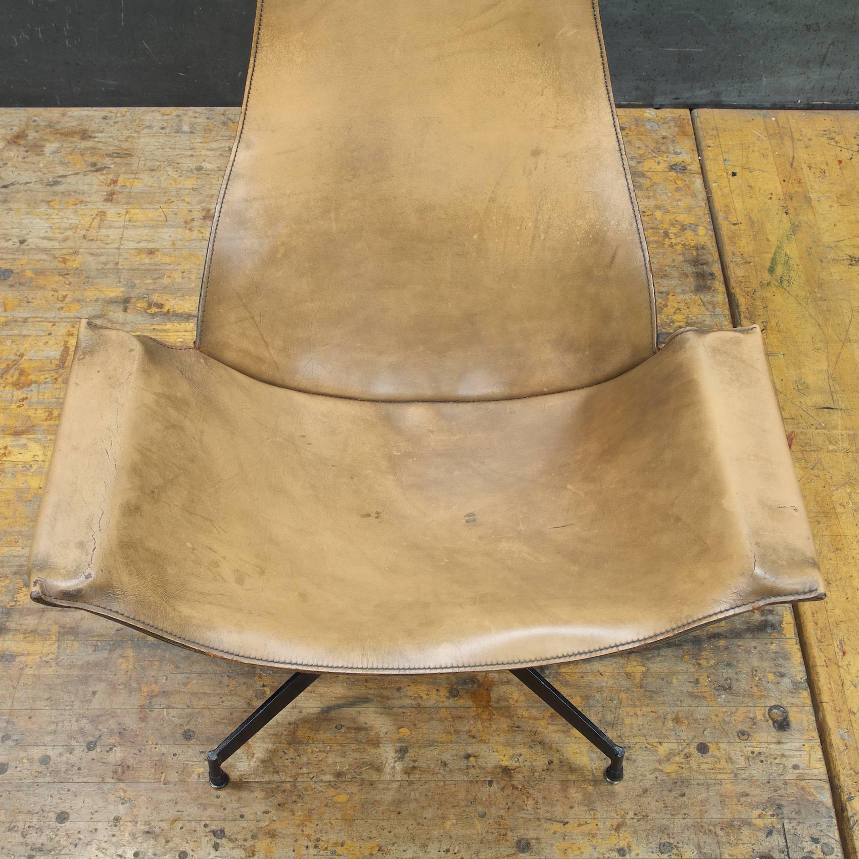 Oiled Leathercrafters NYC Swivel K Leather Sling Lounge Chair