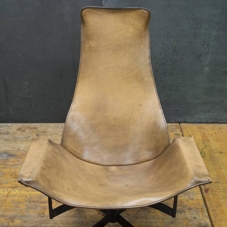 Leathercrafters NYC Swivel K Leather Sling Lounge Chair at 1stdibs