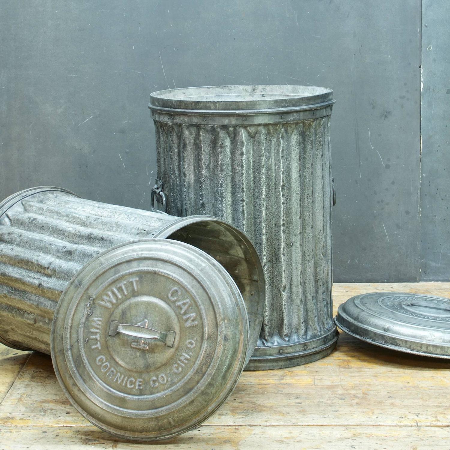 1950s Riveted Alley Trash Cans at 1stdibs