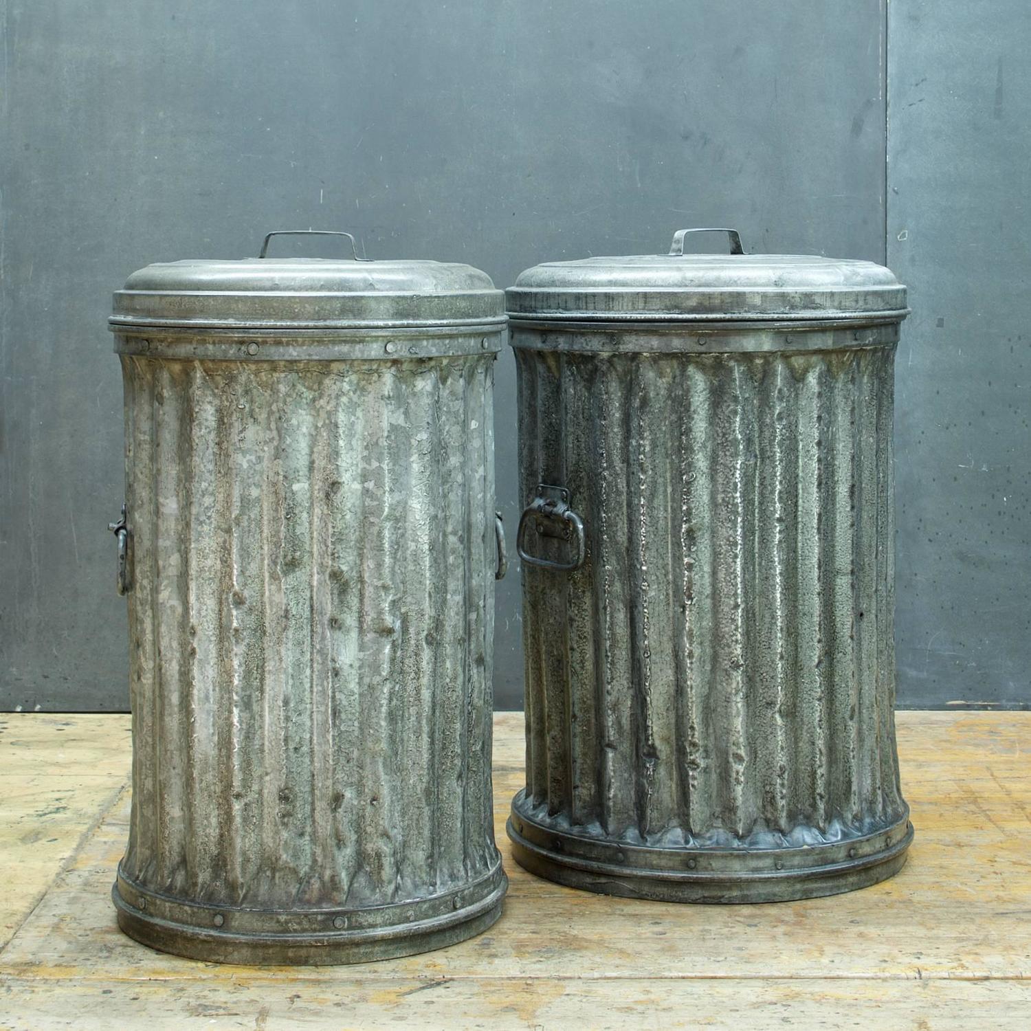1950s Riveted Alley Trash Cans at 1stdibs