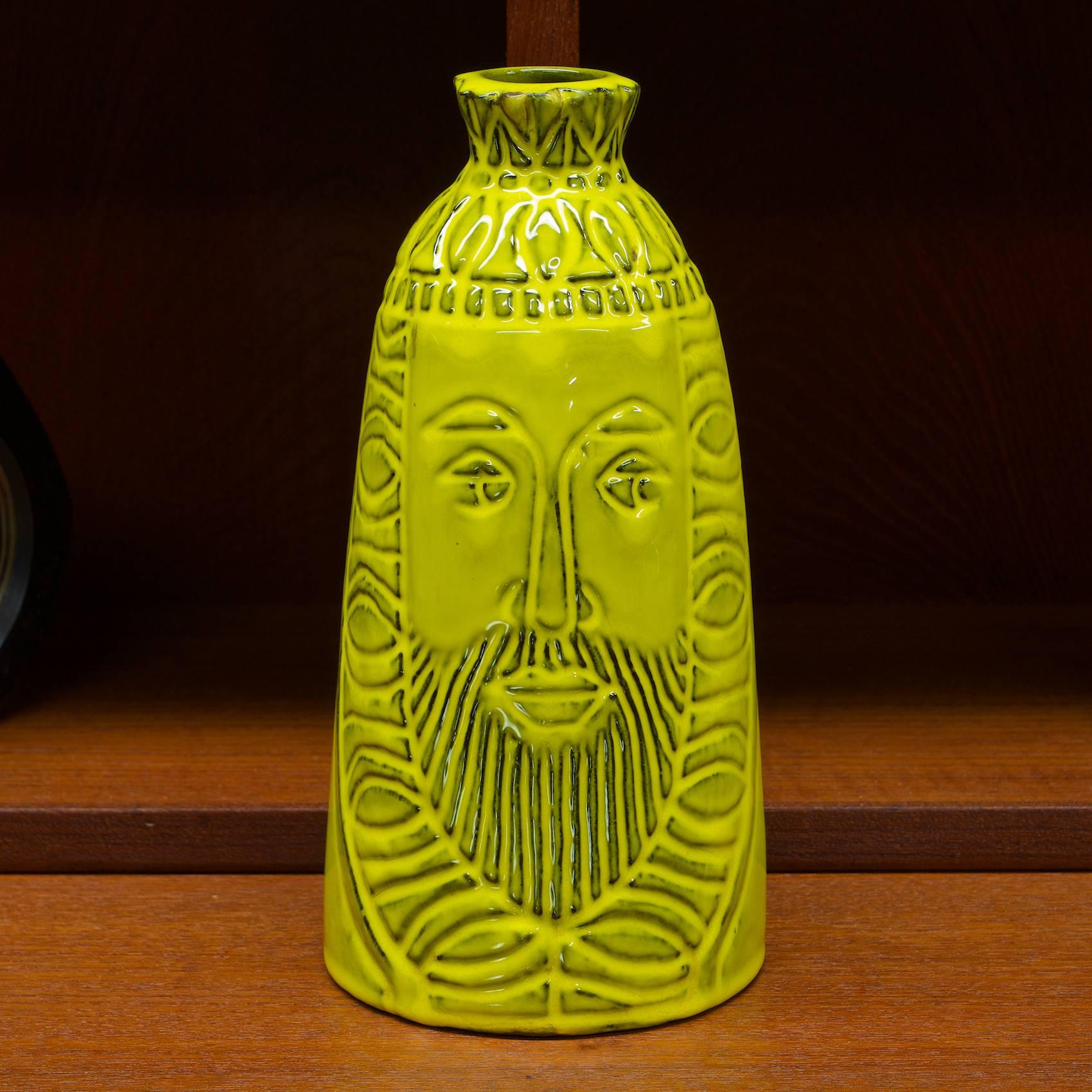 Mid-Century Modern Rare Raul Coronel Yellow King Vase Decanter