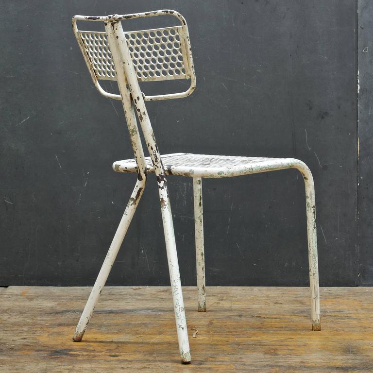 Set of Six French Industrial Bistro Chairs in manner of Prouve For Sale