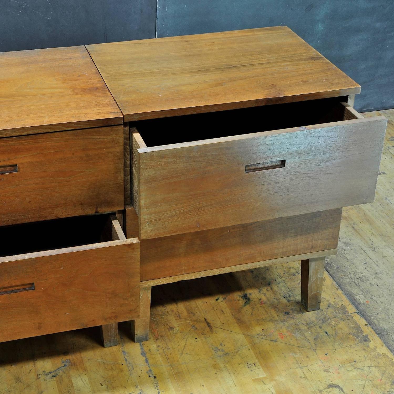 Handmade Solid Teak SlantFaced Nightstands at 1stdibs