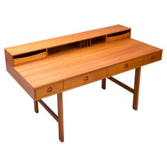 1970s Danish Teak Flip-Top Partner Desk Peter Lovig Nielsen Dansk