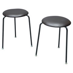 Black Leather Danish Dot Stool
