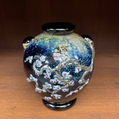 John Nygren, «Blue Ridge Landscape #2132», jarrón de cristal posmoderno, vintage de los años 80
