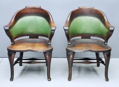 1880s Art Nouveau Library Chairs, Antique Pair