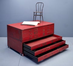 1950s Monumental Blueprint Flat File Steel Chest Vintage Mid-Century Industrial