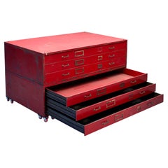 1950s Monumental Blueprint Flat File Steel Chest Vintage Mid-Century Industrial