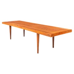 Rare Smilow Walnut Slat Bench Architect Designed Vintage Mid-Century