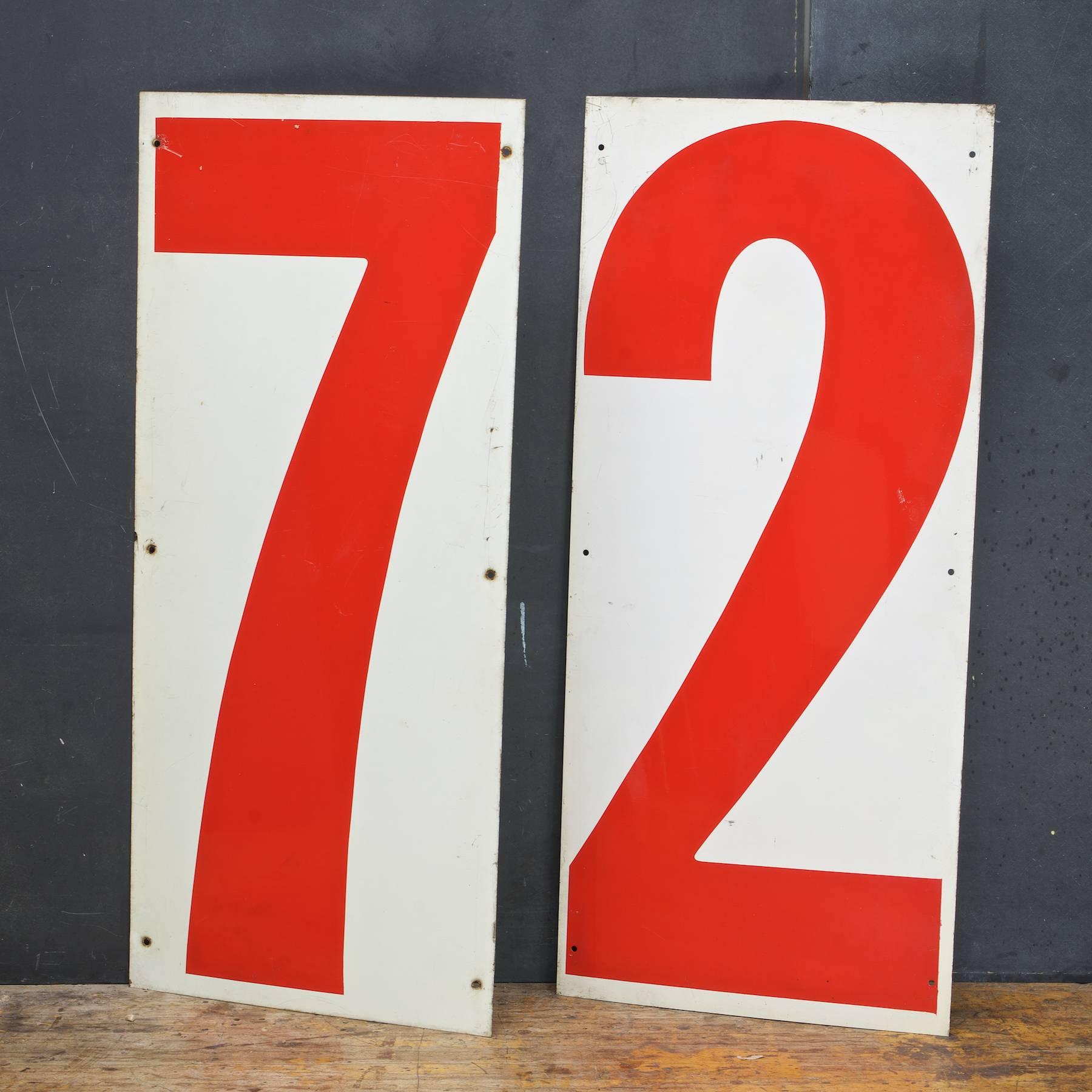 American Huge Industrial Pop Art Red and White Truckers Gas Station Numbers