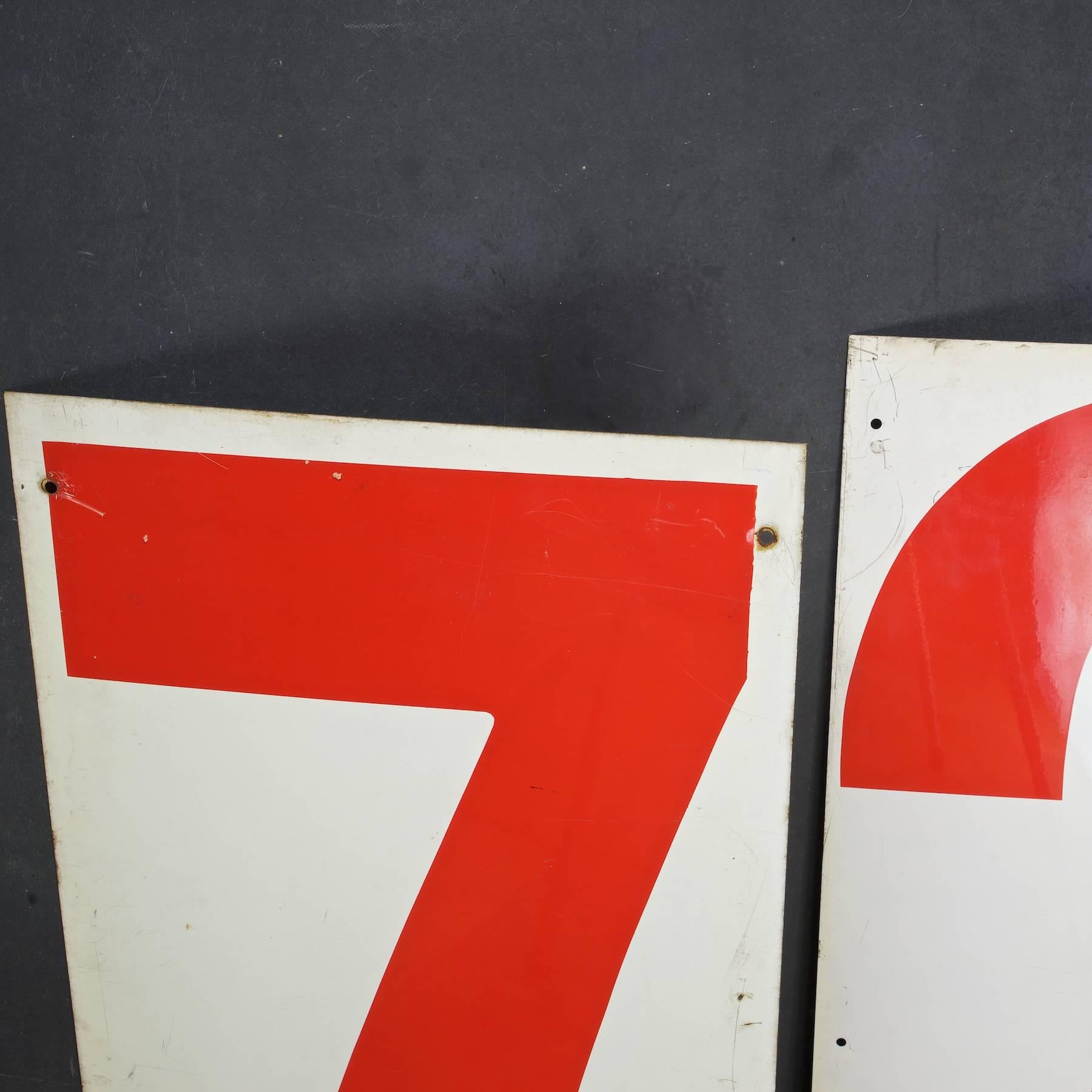 Mid-20th Century Huge Industrial Pop Art Red and White Truckers Gas Station Numbers