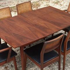Late 1950s Classic American Modernist Solid Walnut Hibriten Dining Set