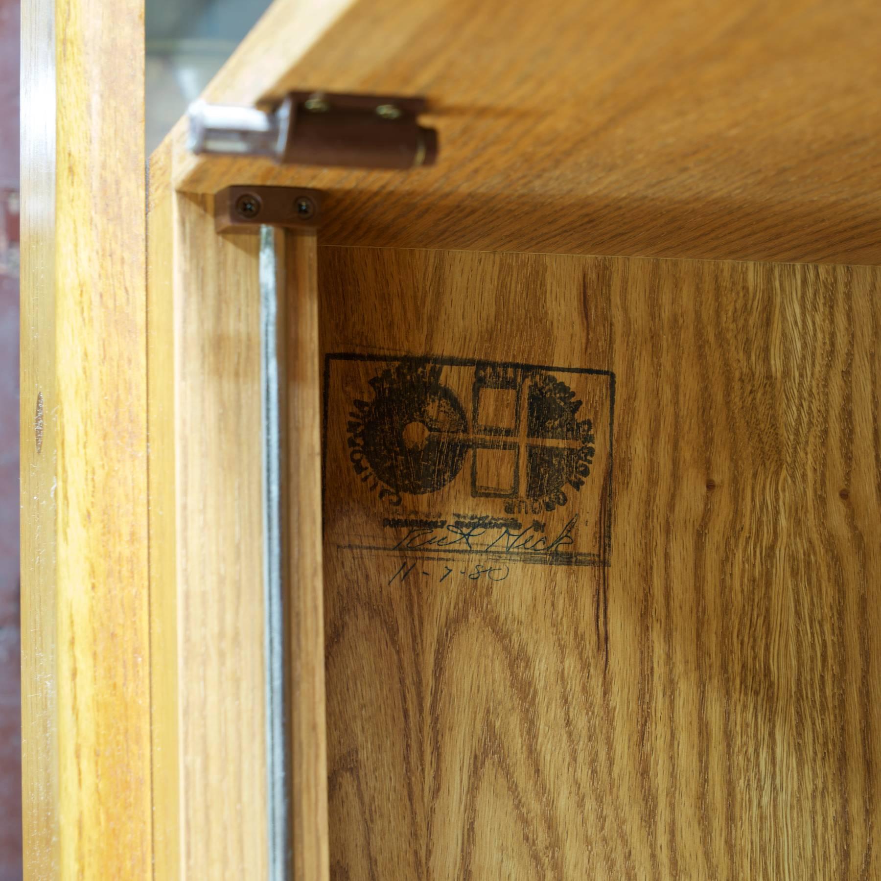 Lacquered Post Modern Lou Hodges California Design Group Wall Unit Desk Oak Cabinet