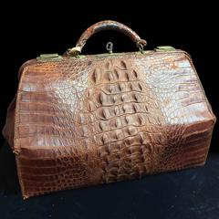Victorian Crocodile Doctor's Hand Bag Luggage Lock Key