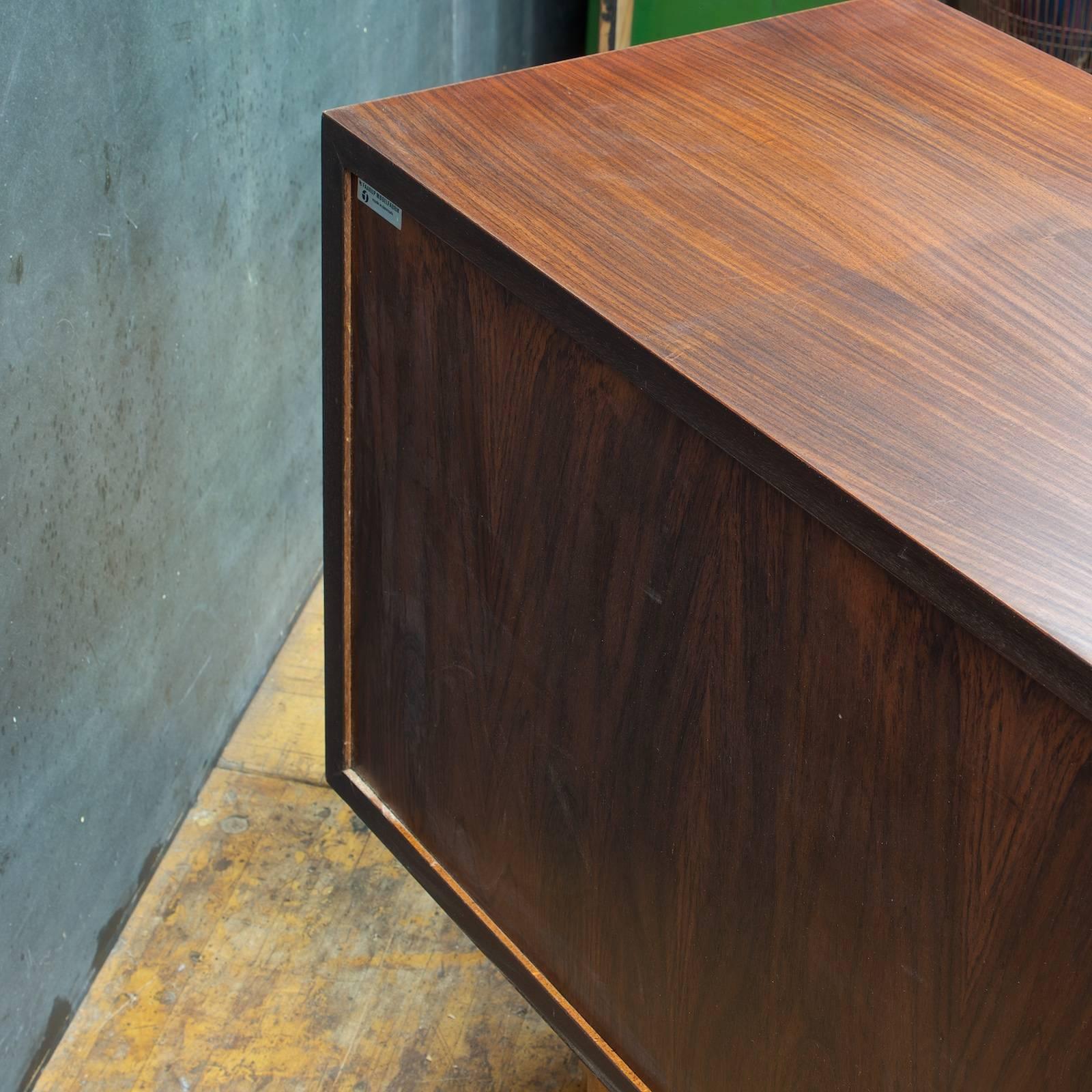 Long Danish Mid-Century Rosewood Credenza TV Media Console Cabinet In Fair Condition In Hyattsville, MD