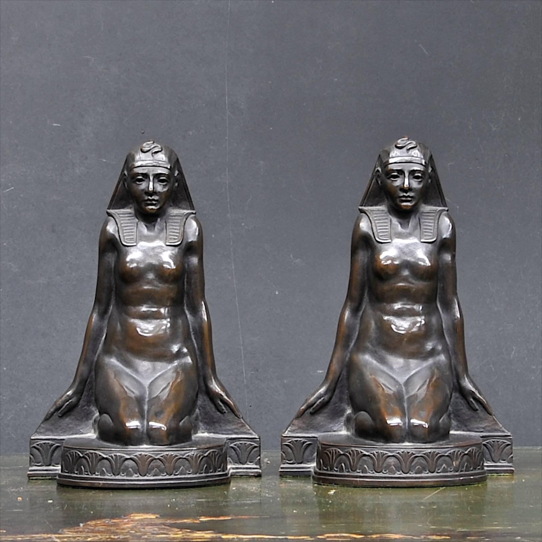 Pair of Egyptian Hand Maidens made in, and stamped 