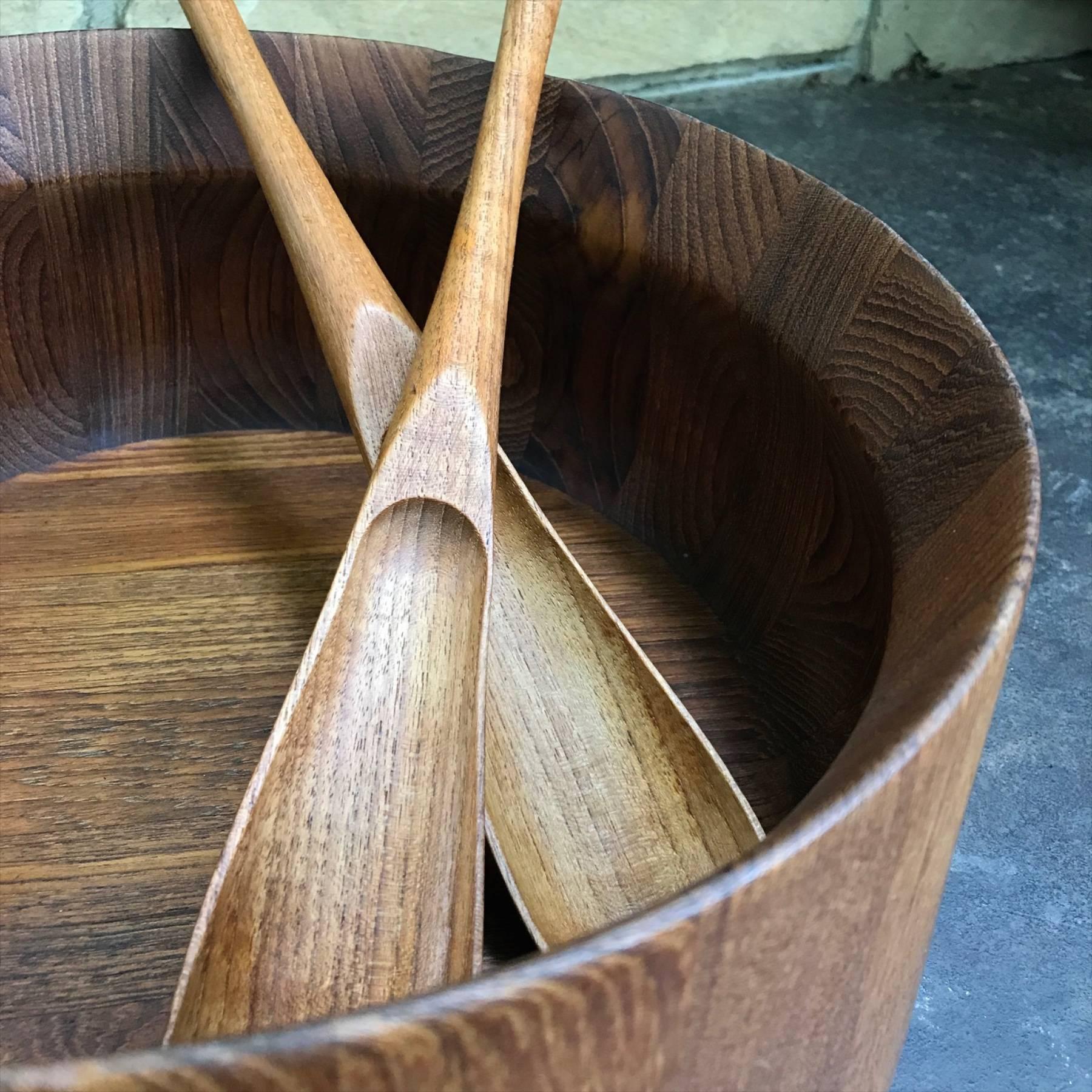 Important Nissen Quistgaard Teak Staved Barrel Salad Bowl and Servers 1