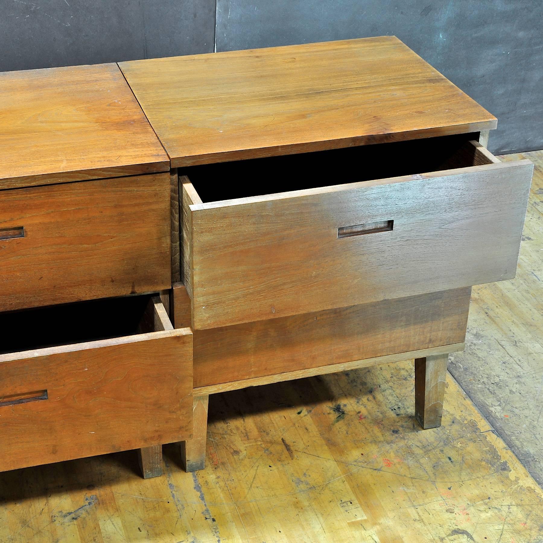1950s American Studio Craft Rustic Nightstand Chest Drawer Cabinets 3