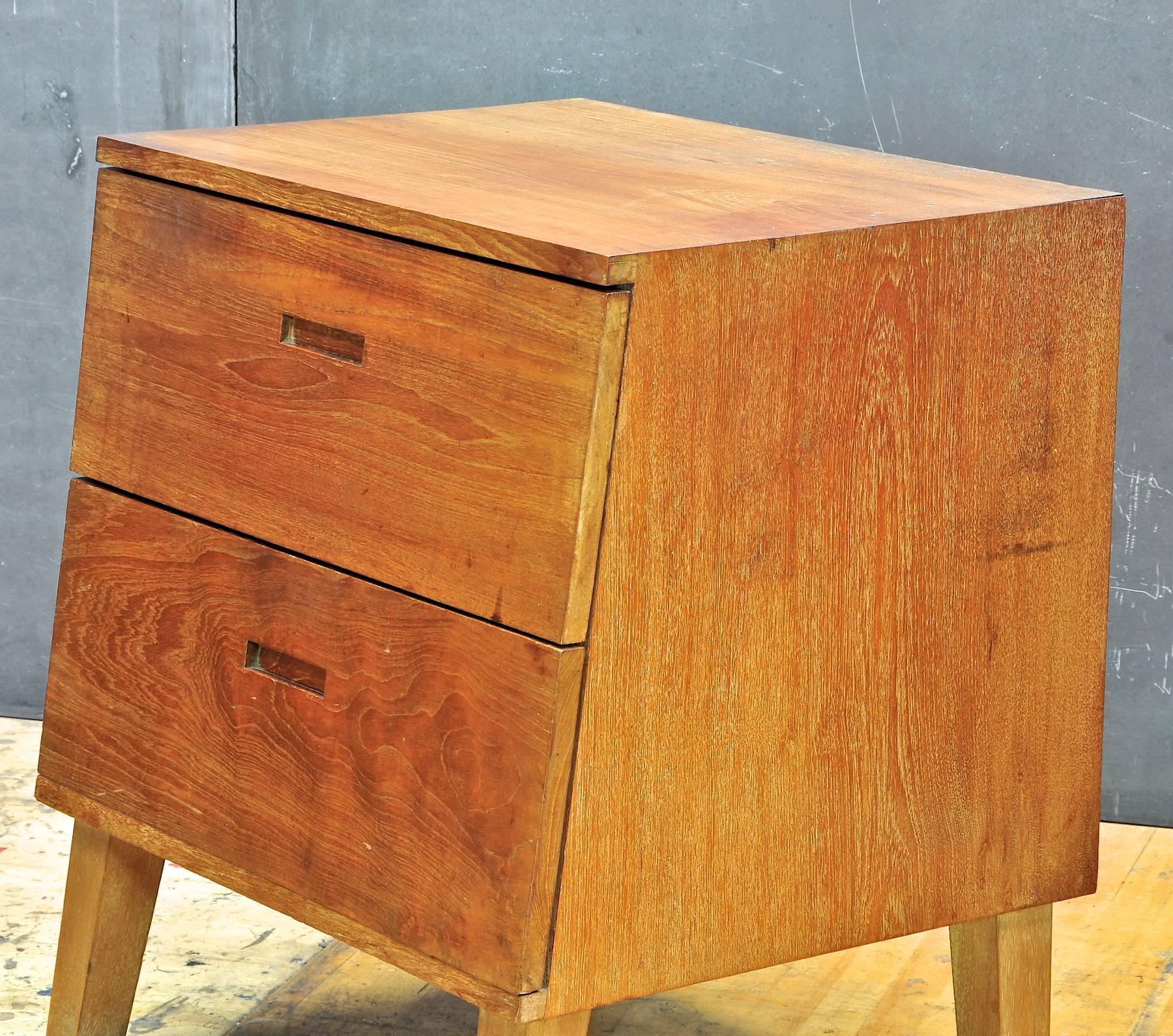 1950s American Studio Craft Rustic Nightstand Chest Drawer Cabinets 1