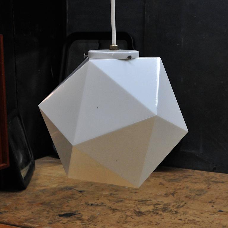 Vintage Mid-Century George Nelson Attr'd Faceted Geometric Pendant Globe Lamp For Sale at 1stdibs