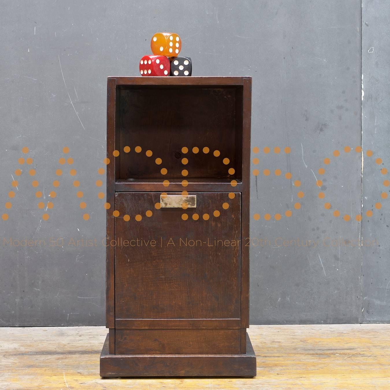 Boris LaCroix style French Art Deco Bedside Cabinet Nightstand with Nickel Pull In Distressed Condition In Hyattsville, MD