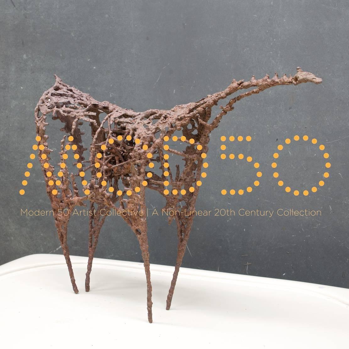 Métal Unknown Craftsman Large Brutalist Welded Metal Art Horse Sculpture en vente