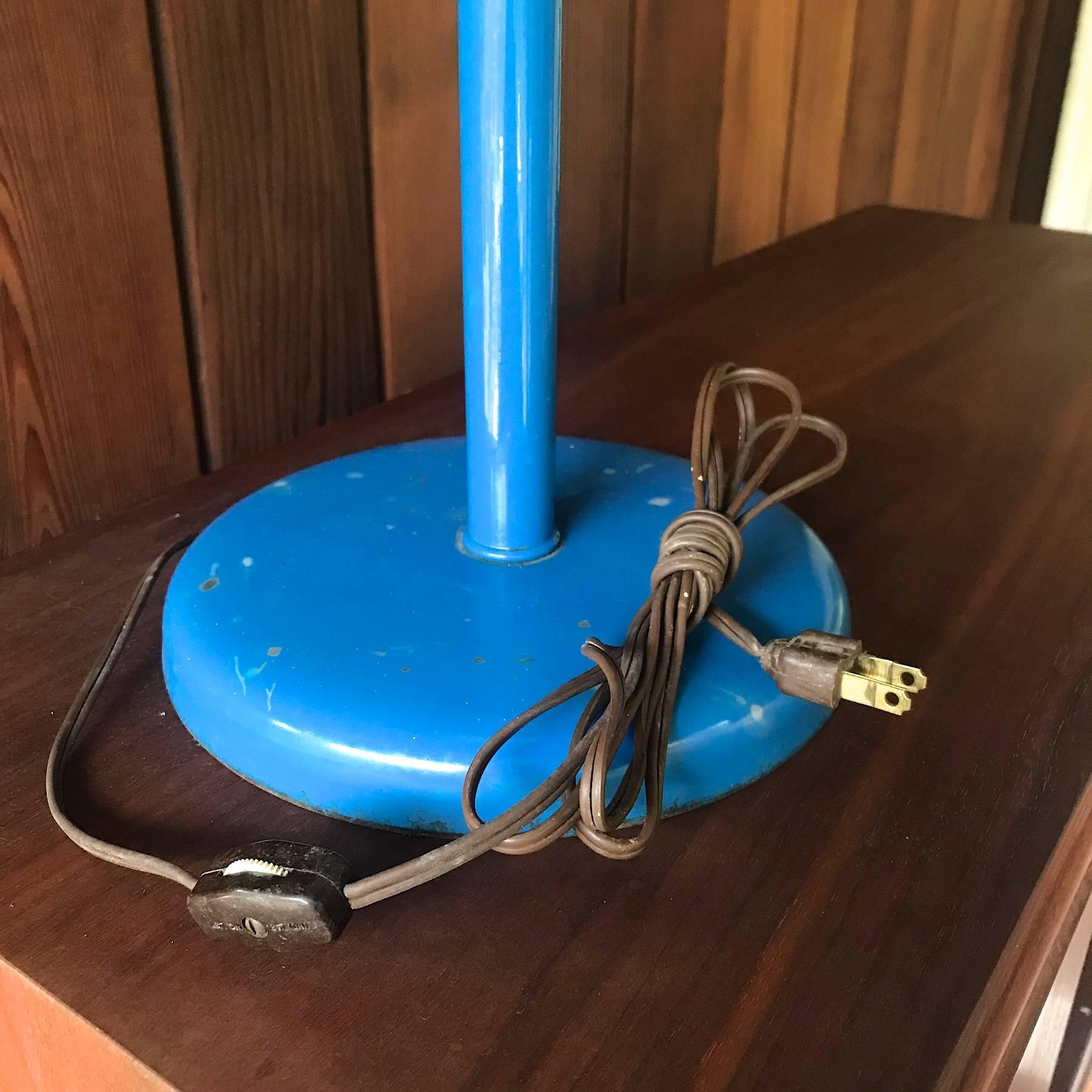 Mid-Century Modern 1970s Pop Art Ingo Maurer style Blue Lamp Think Big Lightbulb Retro Mid-Century