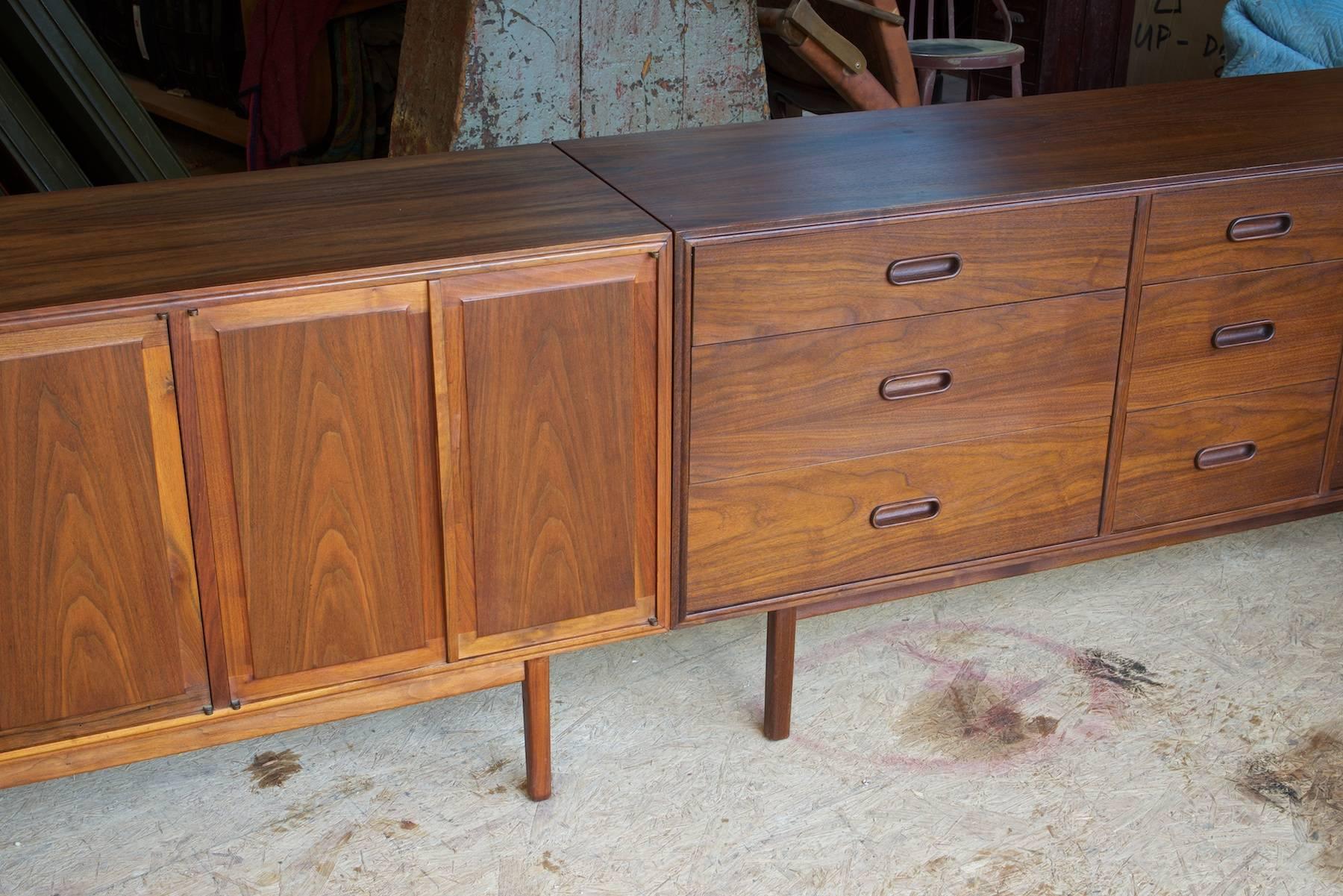 Jack Cartwright / Milo Baughman Founders Oiled Walnut Flatware Cabinet Credenza  2