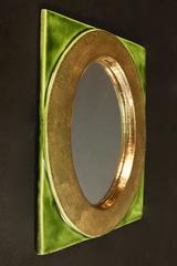 Miroir "Jewell" des années 1960 en céramique émaillée dans le goût de François Lembo