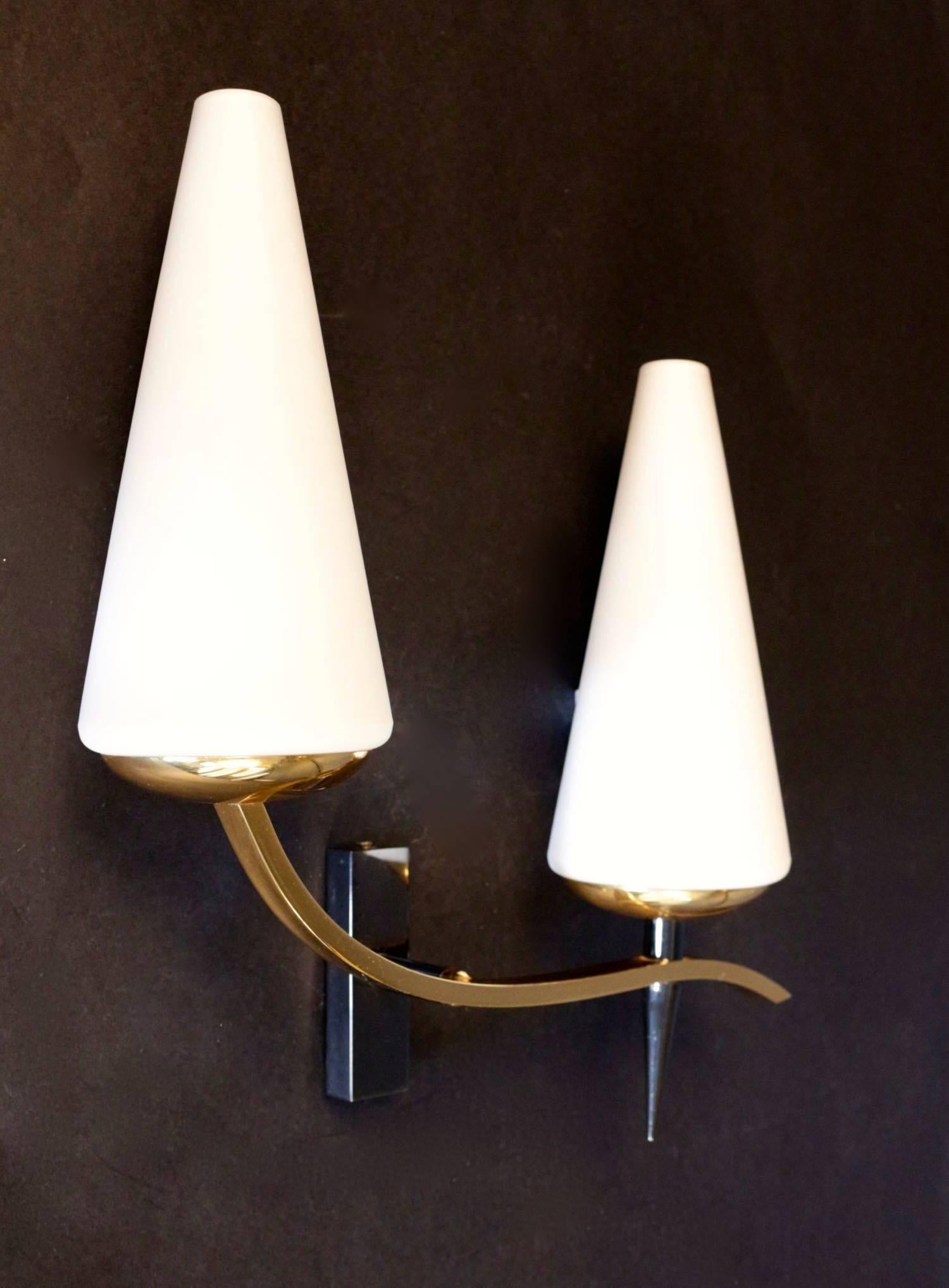 Mid-20th Century Pair of 1950s Sconces by Maison Arlus