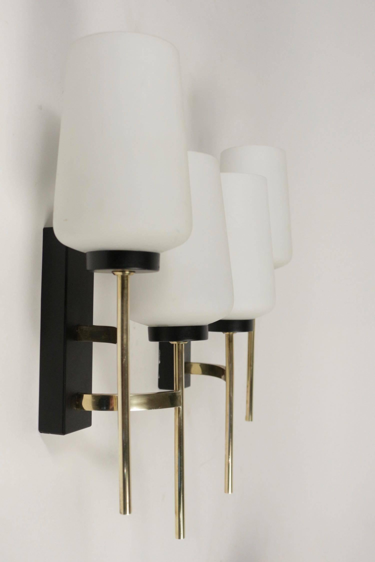 Mid-20th Century Pair of 1950s Asymmetrical Sconces by Maison Arlus