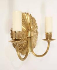 Pair of 1970s "Sun" Model Bronze Sconces by Maison Charles