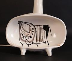 Handmade Table Lamp with a Bull Decor Signed Capron - Vallauris