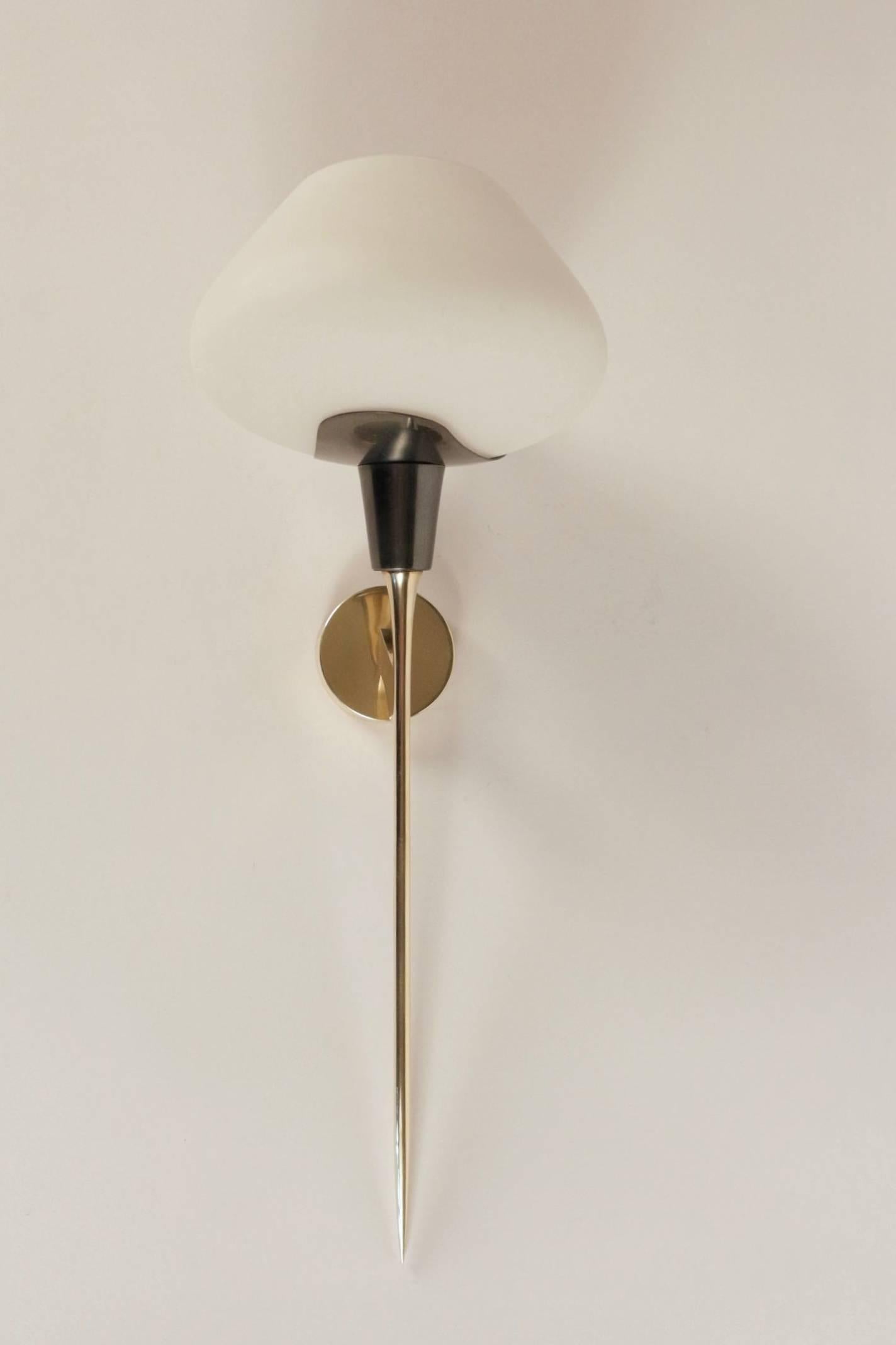 Brass Large Pair of 1950s Sconces by Maison Arlus