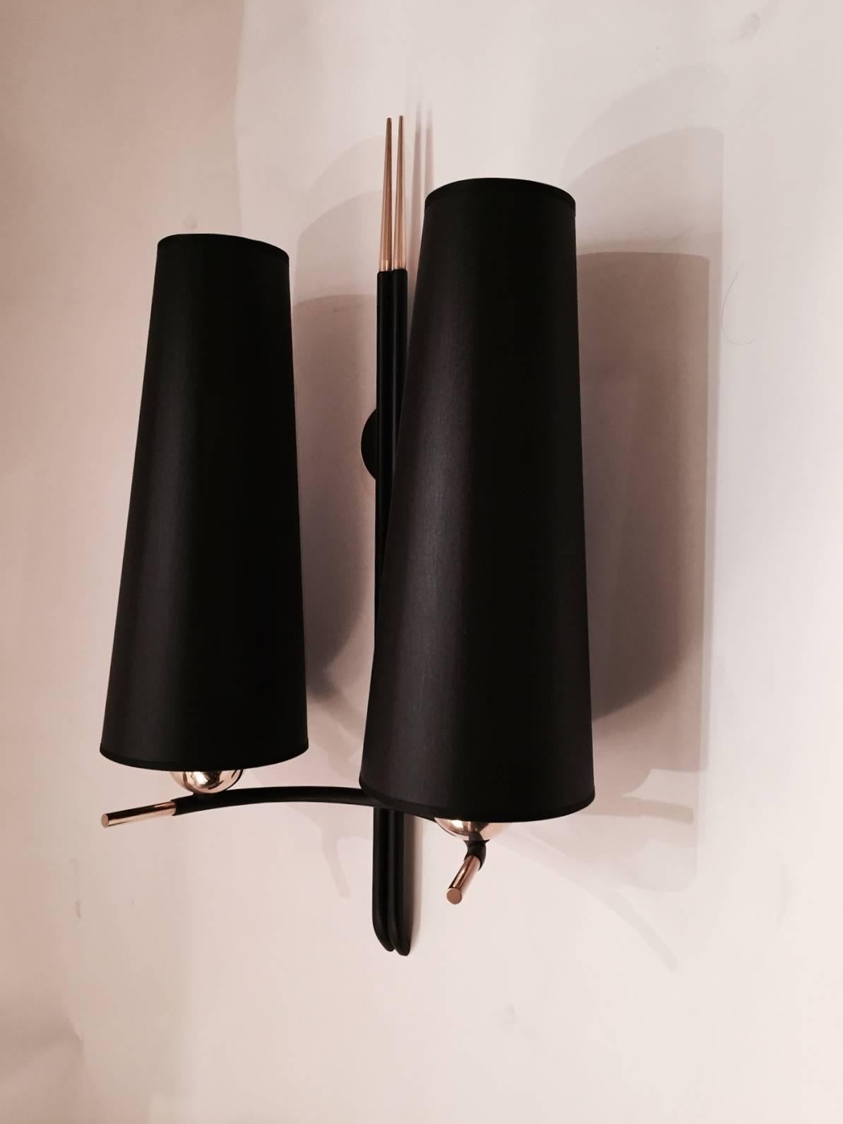 Mid-20th Century Large Pair of 1950 Sconces by Maison Lunel