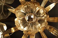 Large 1950s Vegetal Decor Sconce or Ceiling Lamp "Waterlilies"