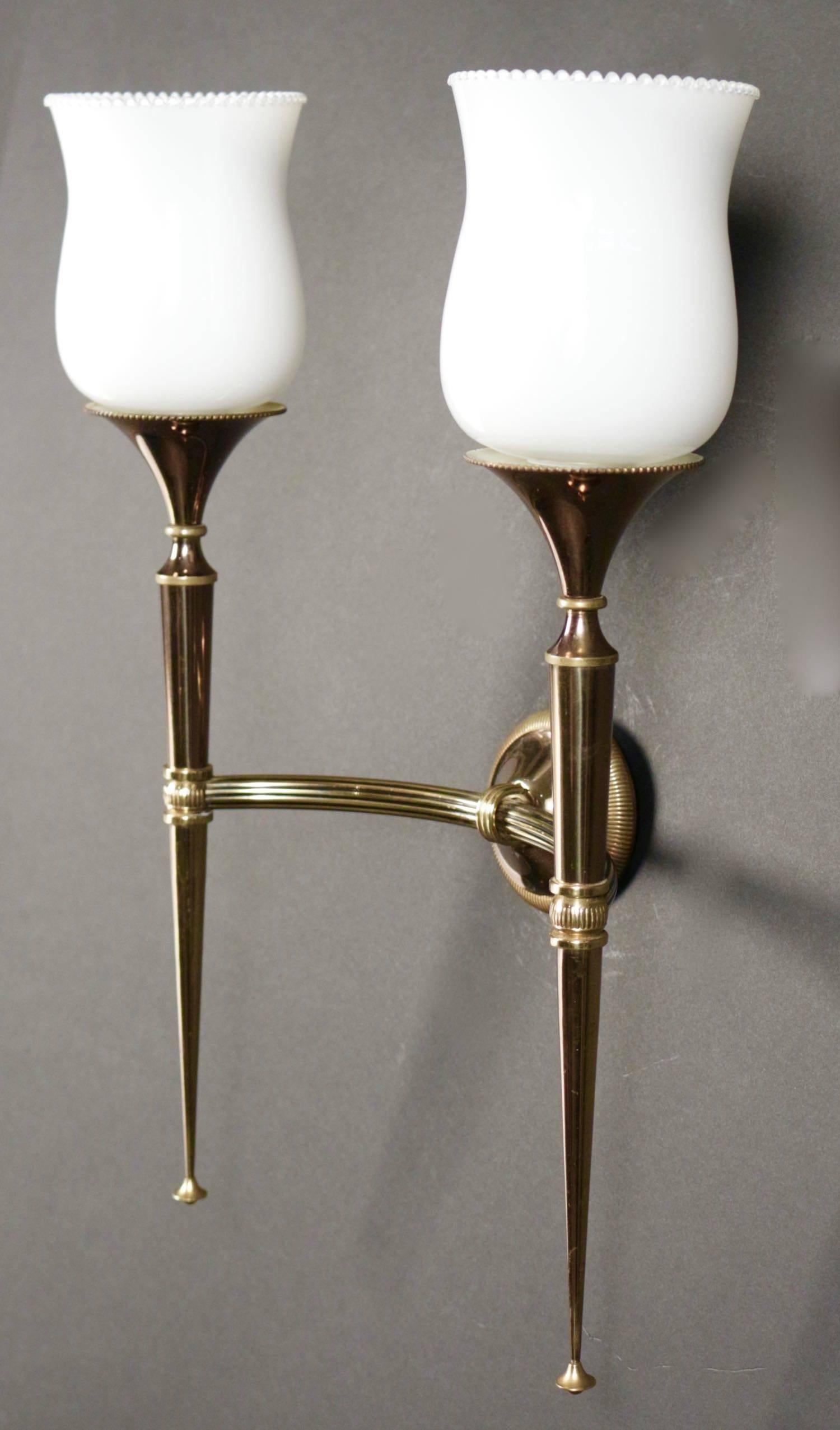 Mid-20th Century Pair of 1950s Sconces by Maison Arlus