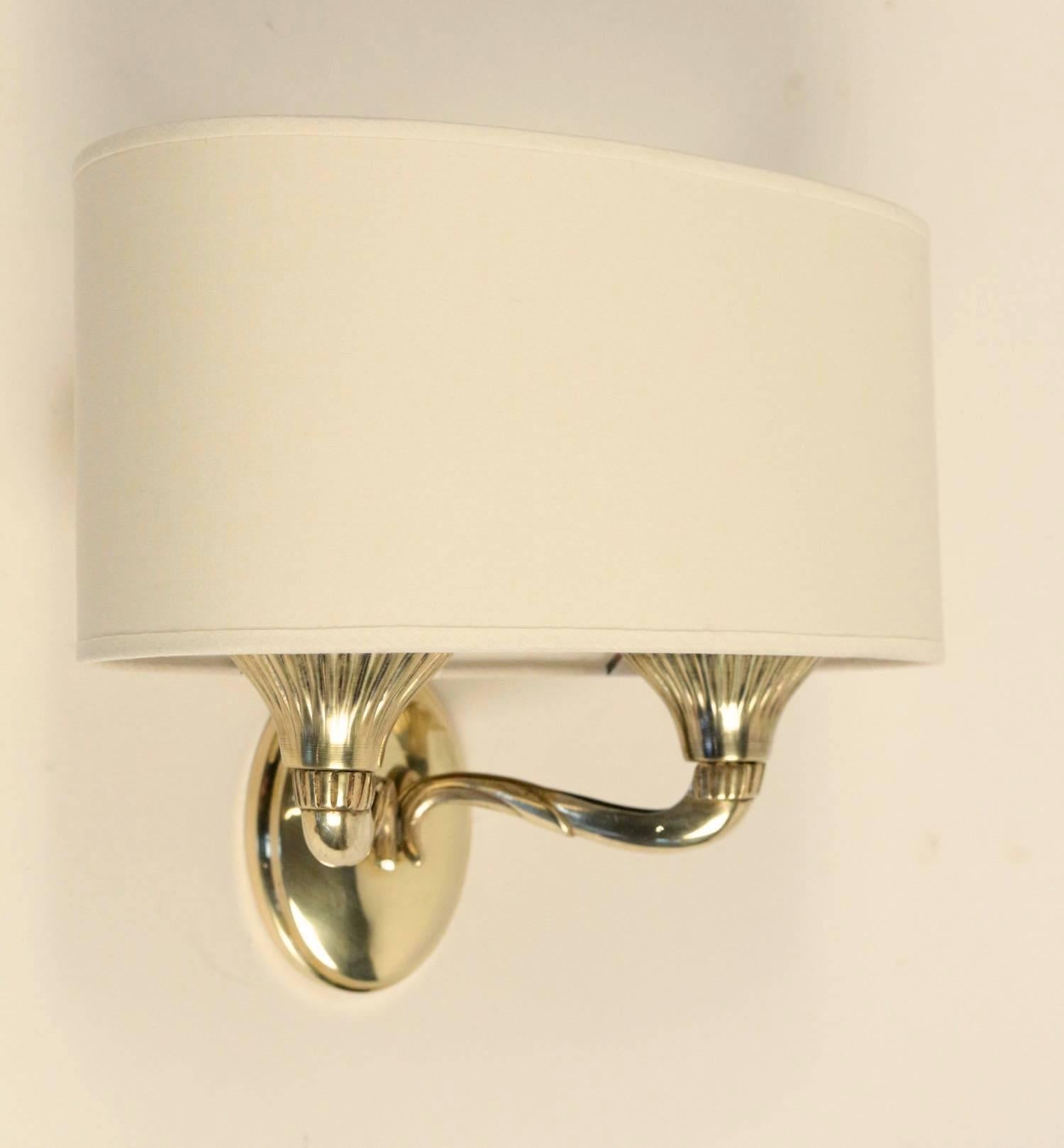 Mid-20th Century Pair of 1940s Sconces in the style of Jules Leleu