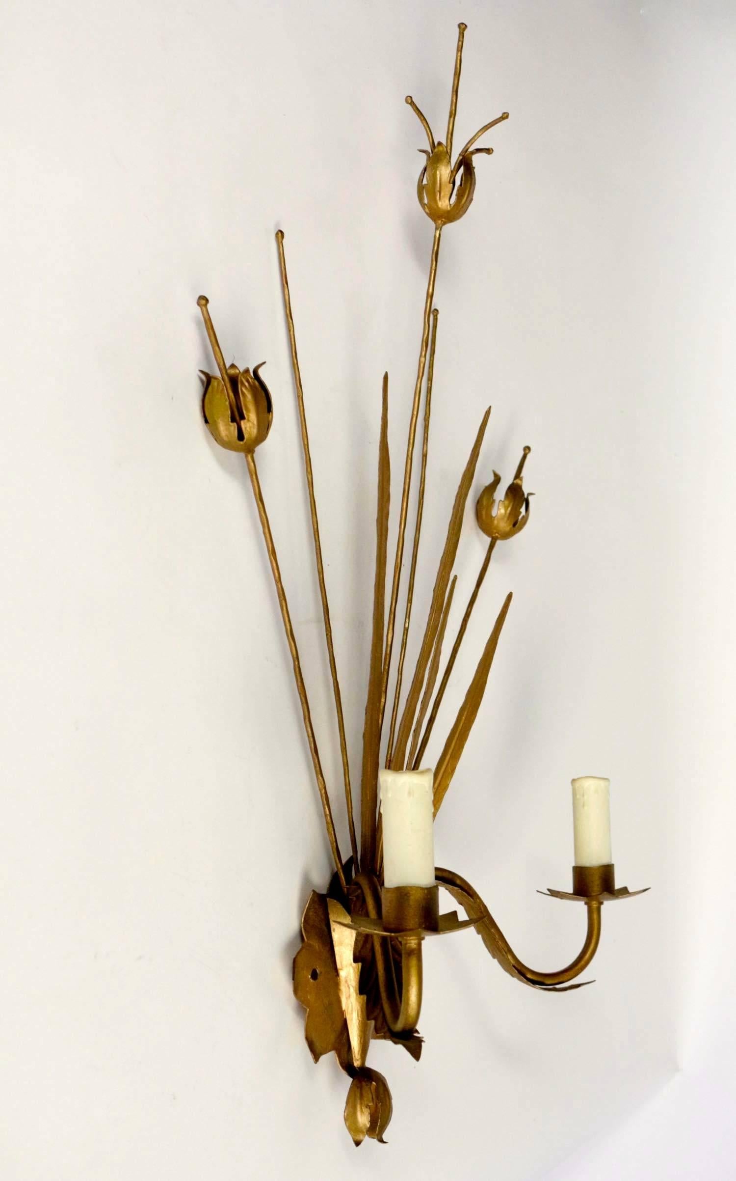 Mid-20th Century Large Pair of 1960s Sconces by Maison FlorArt