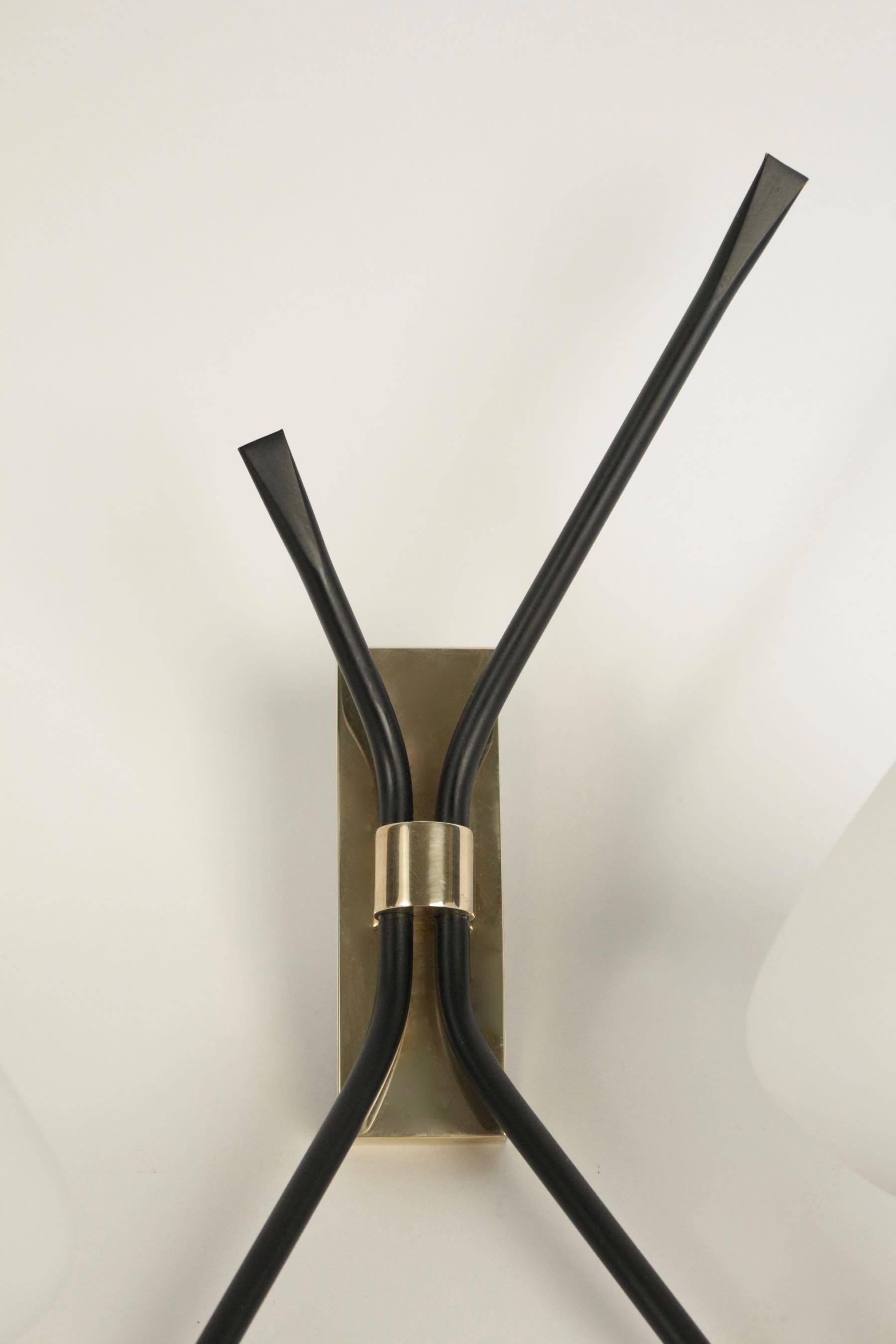 Pair of Asymmetrical Sconces by Maison Arlus, 1950 In Good Condition In Saint-Ouen, FR