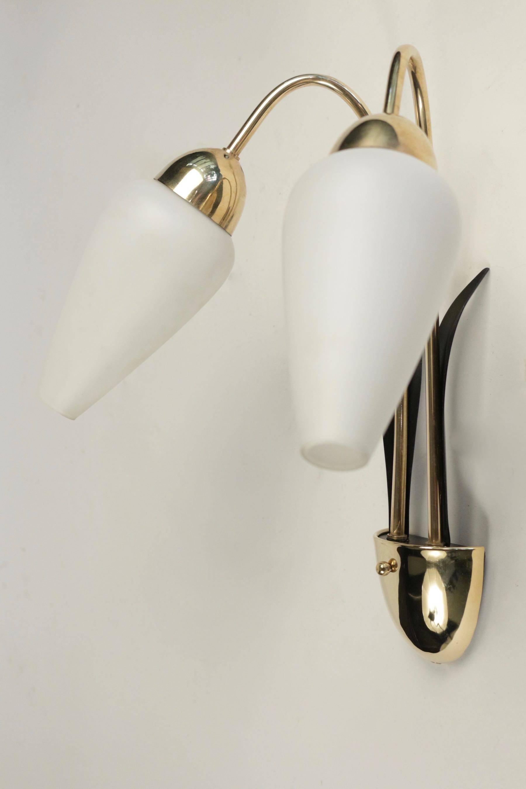 Mid-20th Century Pair of Sconces, Flower Buds by Maison Lunel, 1950