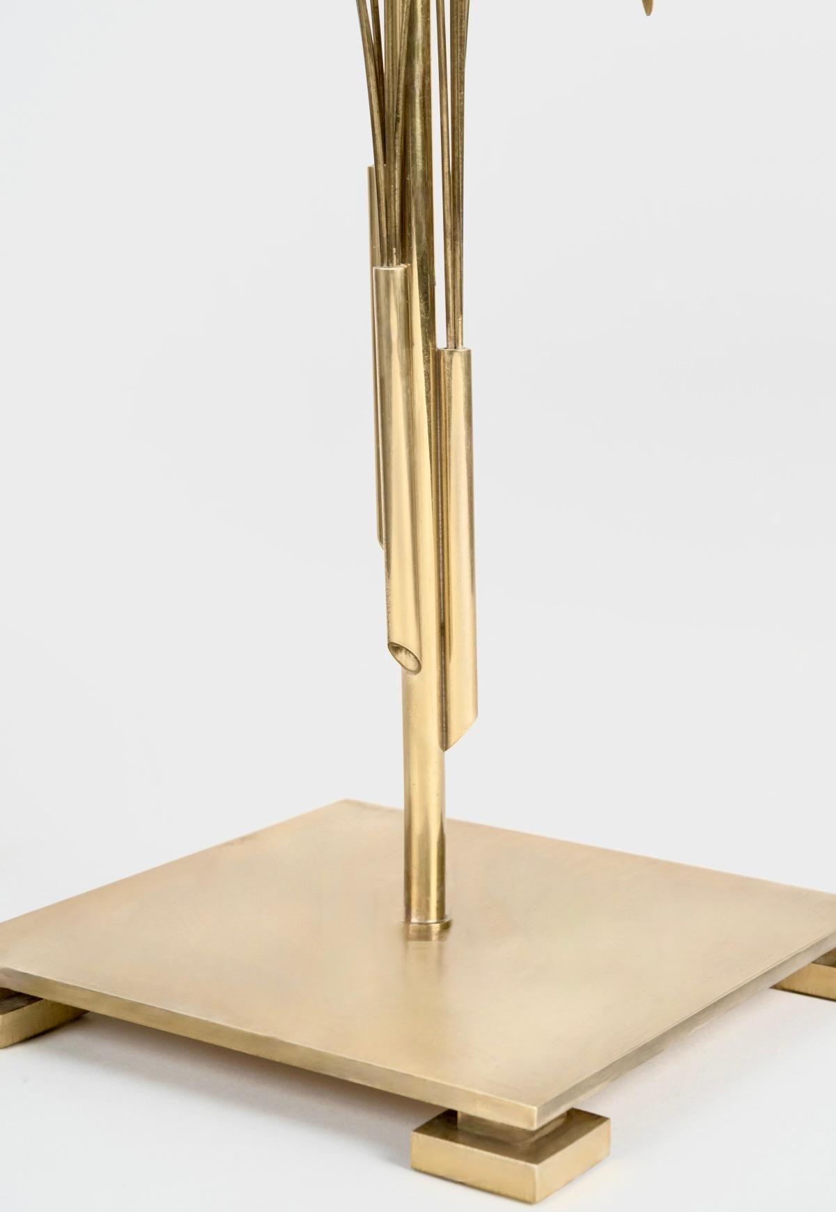 1960 Feuillage-Lampe von Charles aus Bronze und vergoldetem Messing. im Zustand „Gut“ im Angebot in Saint-Ouen, FR