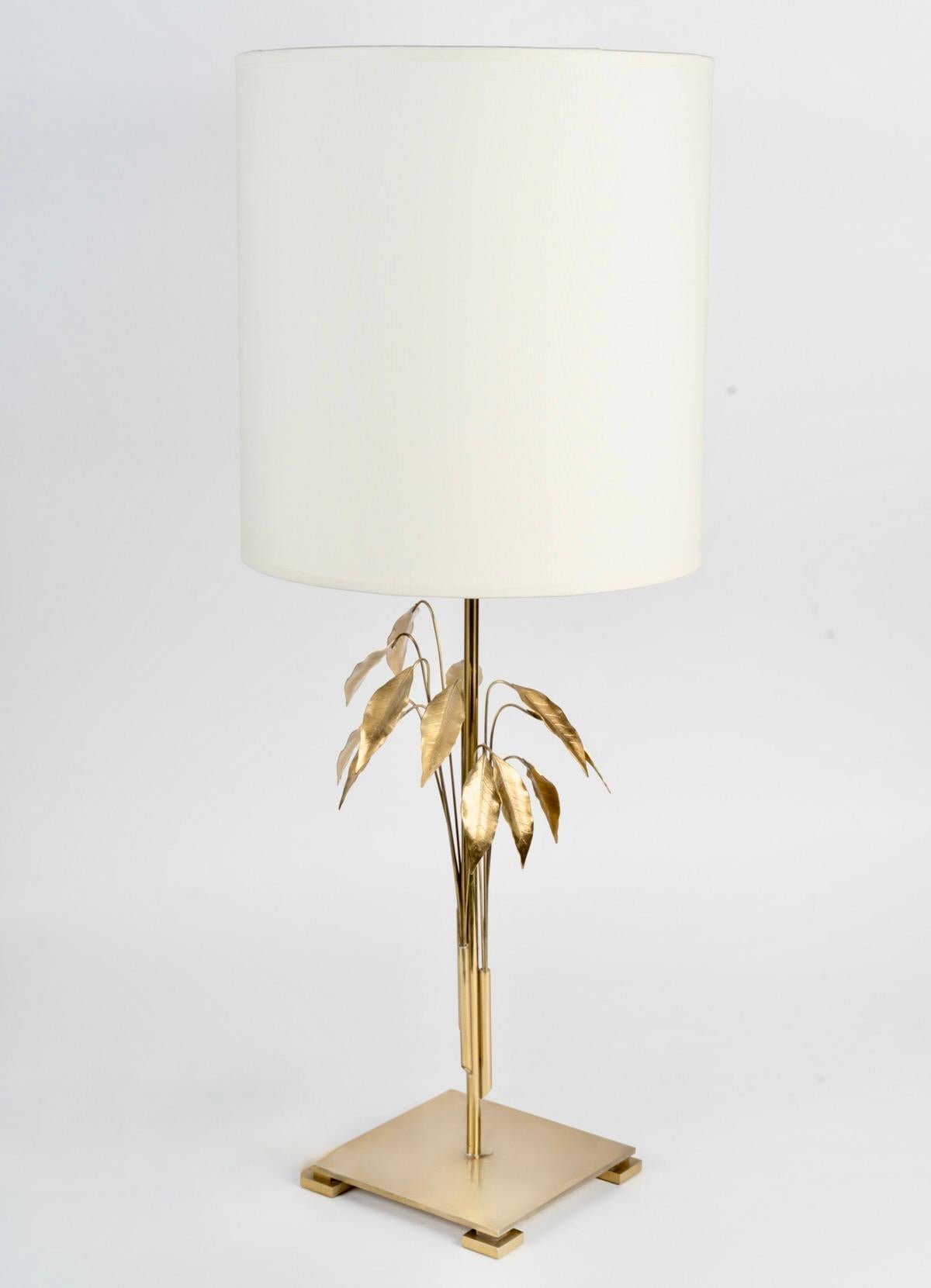 1960 Feuillage-Lampe von Charles aus Bronze und vergoldetem Messing. im Angebot 2