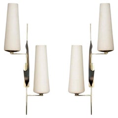 Pair of 1950s Asymmetrical Sconces by Maison Arlus