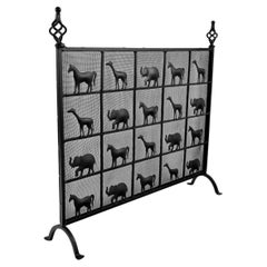 1950 Ateliers Marolles Fire Screen in Wrought Iron 1950 Ateliers Marolles Fire Screen in Wrought Iron