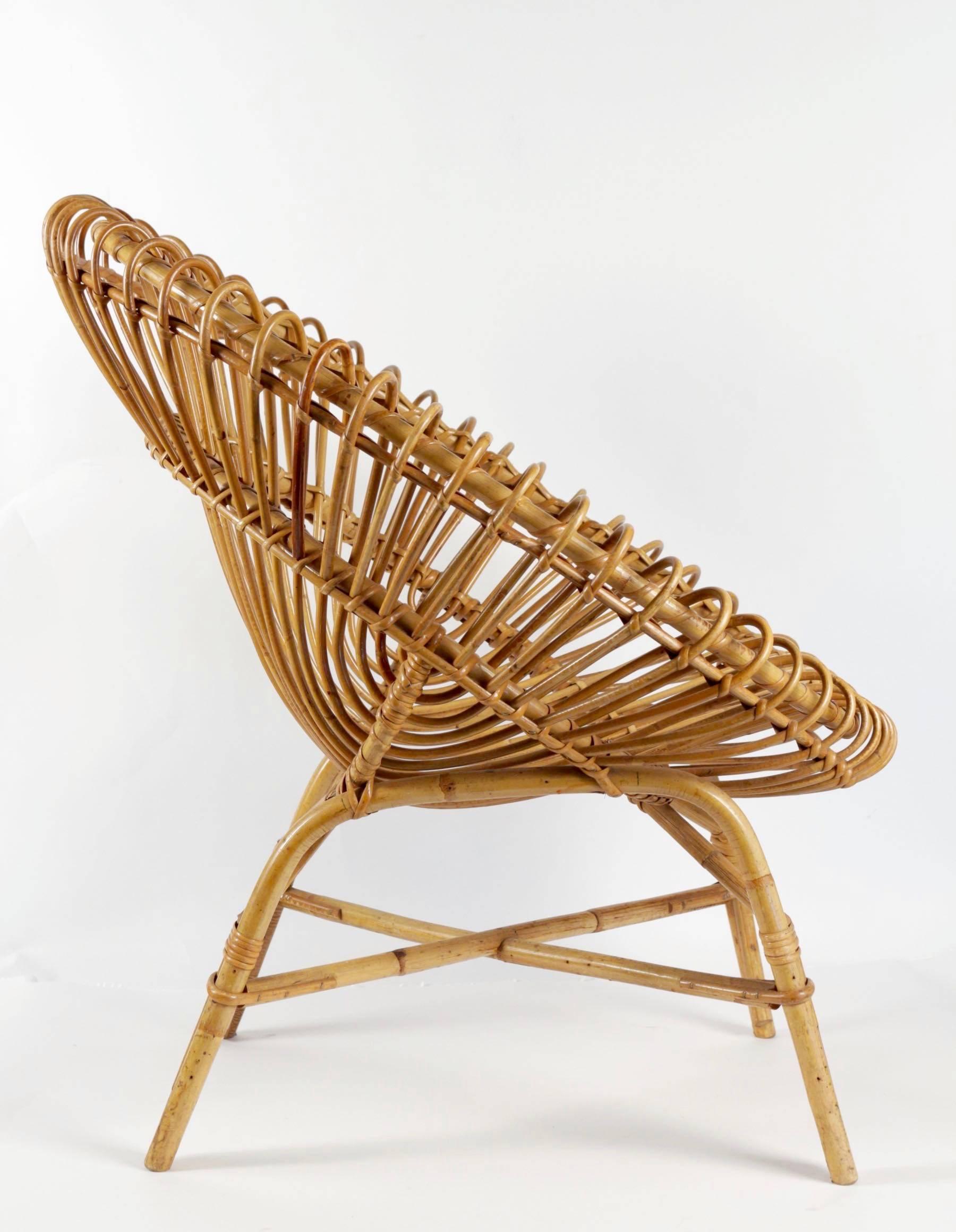 1950 Rattan Set Attributed to Franco Albini In Excellent Condition In Saint-Ouen, FR