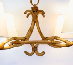 1950 Rattan-Kronleuchter von Louis Sognot