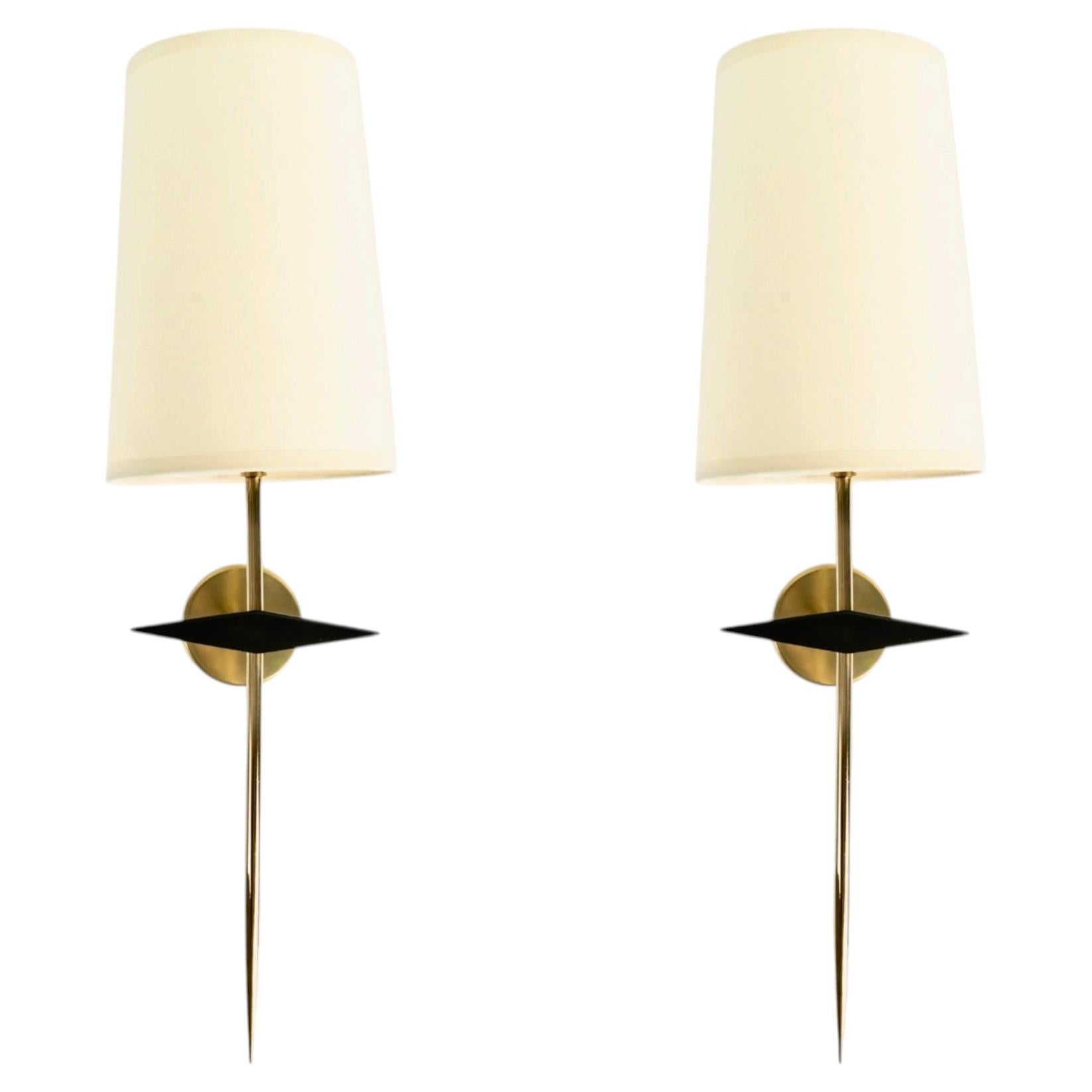 Large Pair of Sconces, Maison Arlus, 1950 For Sale